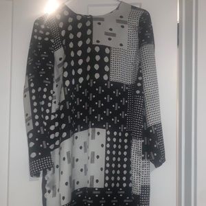 Topshop Black and white Mixed Print Shift dress